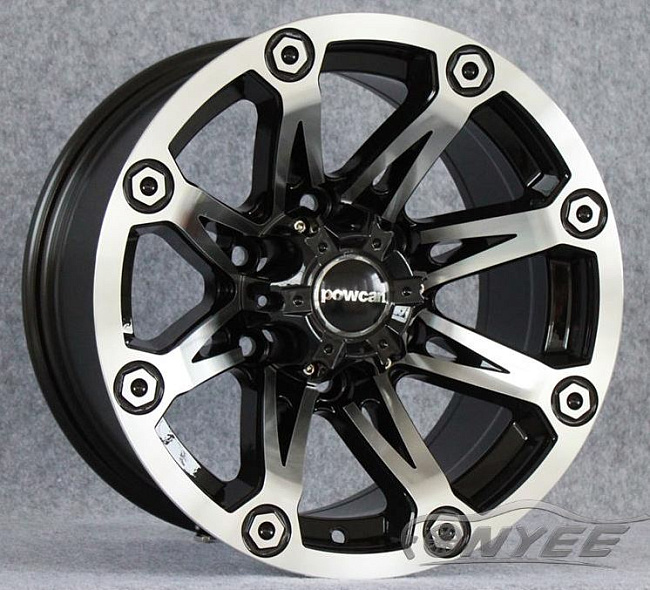 картинка Новые диски Powcan модель 12 R15 6X139,7 ET-10 J8 серебро + черный глянец магазин  StreetTuning 