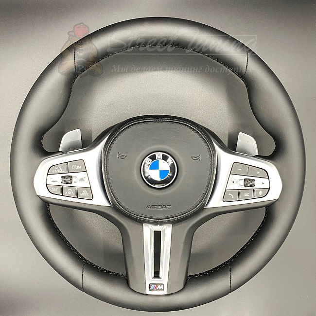 картинка Руль BMW M G30 с подушкой в стиле M3, эко-кожа, без подогрева магазин  StreetTuning 