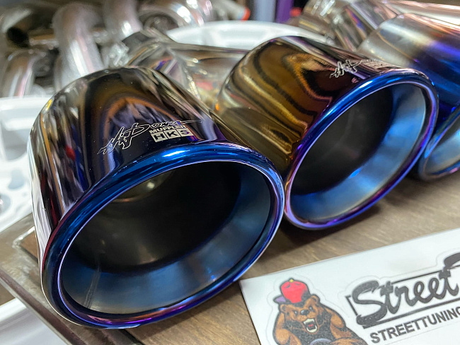 картинка Насадки на глушитель HKS Style двойные комплект- 2 шт 76 х 102 мм магазин  StreetTuning 