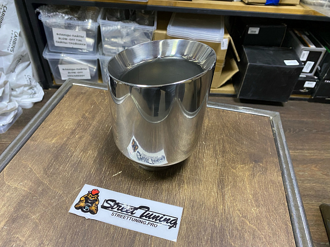 картинка Насадка на глушитель универсальная 63x114 мм, хром, 160 мм магазин  StreetTuning 