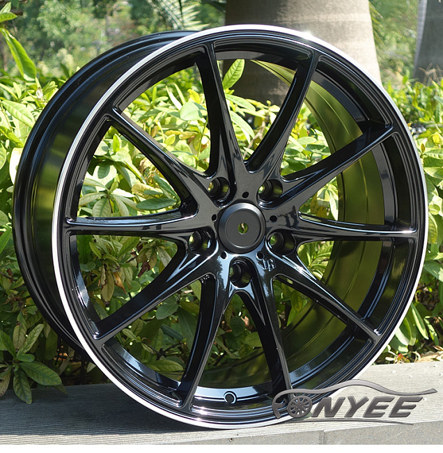 картинка Новые диски Rays G25 R19 5X120 ET33 J9,5 черные глянцевые + серебристая окантовка магазин  StreetTuning 