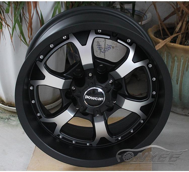 картинка Новые диски Powcan модель 15 R15 6X139,7 ET-10 J8 черный мат + серебро магазин  StreetTuning 