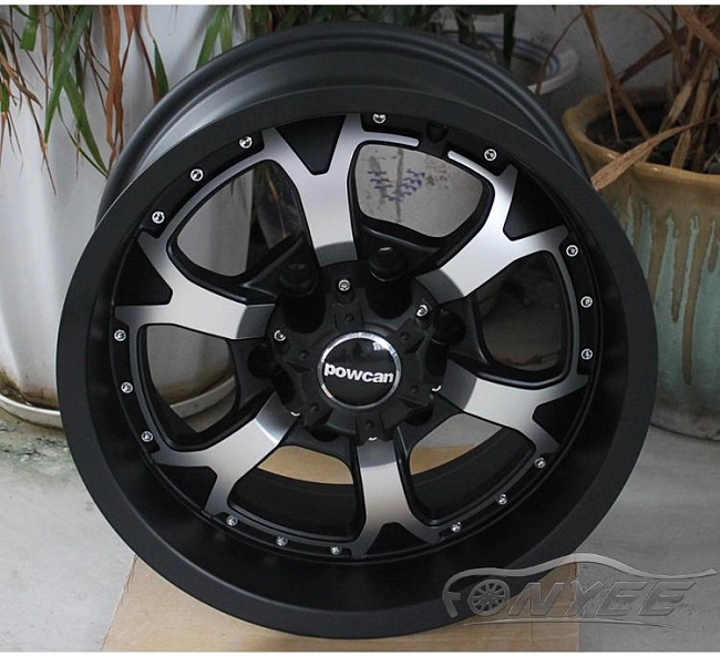 картинка Новые диски Powcan модель 15 R15 6X139,7 ET-10 J8 черный мат + серебро магазин  StreetTuning 