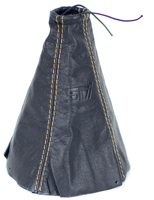 картинка Чехол на КПП Subaru STI, универсальный. Кожа, золотая строчка магазин  StreetTuning 