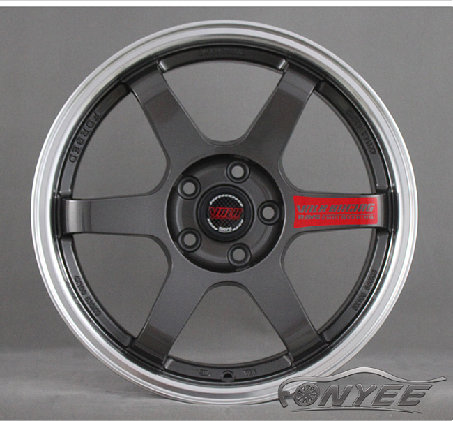 картинка Новые диски Rays TE37 R17 5X114,3 ET38 J7,5 серые глянцевые + полированная полка магазин  StreetTuning 