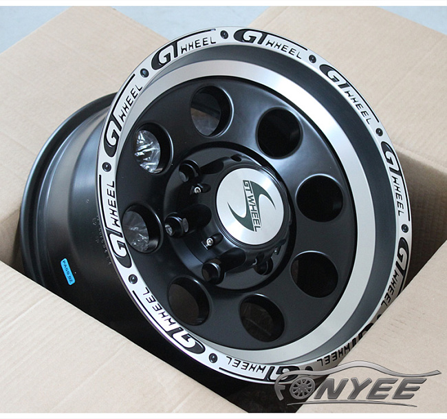 картинка Новые диски GT Wheel R15 5X114,3 ET0 J8 черные с серебристой полкой магазин  StreetTuning 
