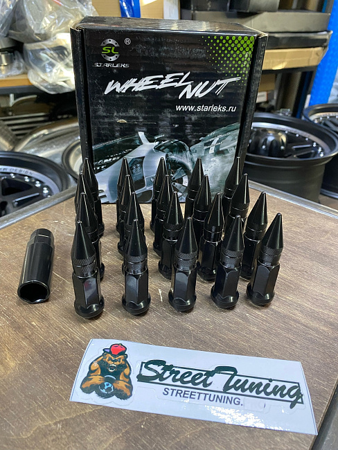 картинка Комплект гаек пики (пули) Starleks, 1/2, цвет черный, 20 шт. магазин  StreetTuning 