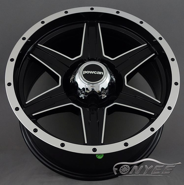 картинка Новые диски Powcan модель 4 R18 J8,5 ET10 6x139,7 черный глянец + серебро магазин  StreetTuning 