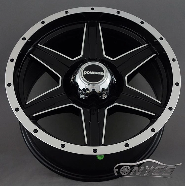 картинка Новые диски Powcan модель 4 R18 J8,5 ET10 6x139,7 черный глянец + серебро магазин  StreetTuning 