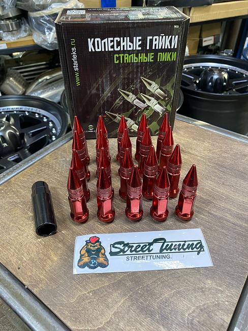 картинка Комплект гаек пики (пули) Starleks, 1/2, цвет красный, 20 шт. магазин  StreetTuning 