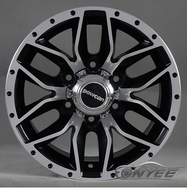 картинка Новые диски Powcan модель 5 R15 J8 ET-10 6x139,7 черный глянец + серебро магазин  StreetTuning 