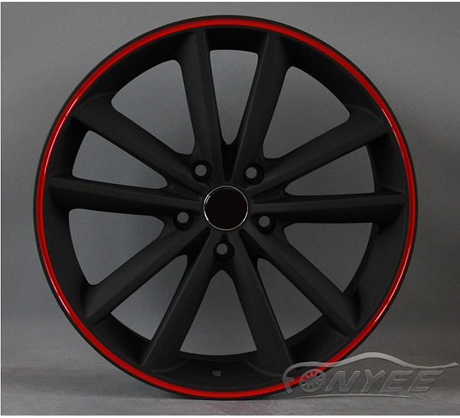 картинка Новые диски Fonyee-088 R18 5X114,3 ET42 J7,5 черный мат + красный магазин  StreetTuning 