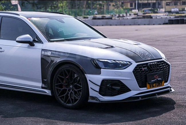 картинка Сплиттер (губа) на передний бампер для Audi RS4 S4 A4 B9 B9.5 магазин  StreetTuning 
