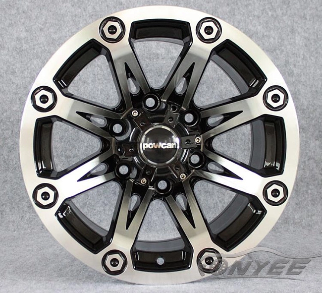 картинка Новые диски Powcan модель 12 R15 6X139,7 ET-10 J8 серебро + черный глянец магазин  StreetTuning 