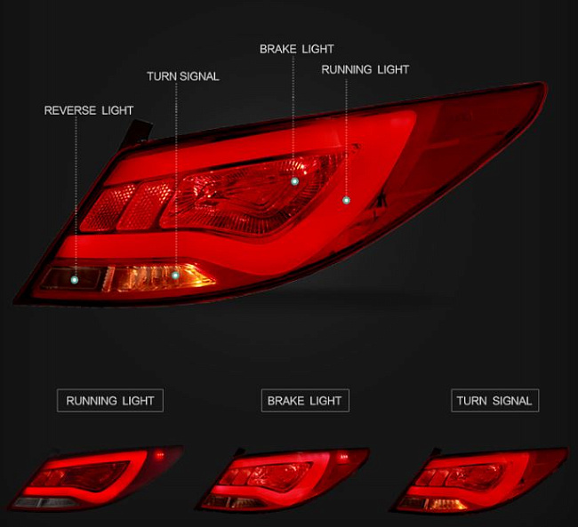 картинка Задние LED фары для HYUNDAI ACCENT / VERNA / SOLARIES 2010-2013 магазин  StreetTuning 
