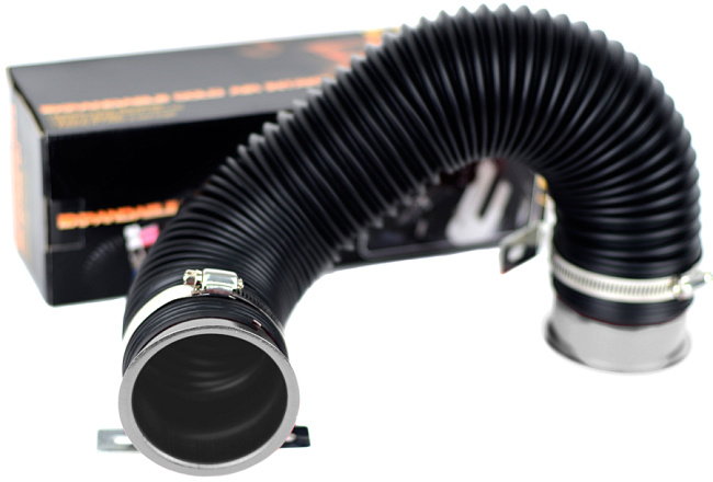 картинка Универсальная гофра для впуска с серебристым фланцем магазин  StreetTuning 