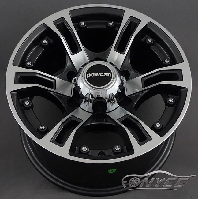 картинка Новые диски Powcan модель 6 R15 J8 ET-10 6x139,7 черный глянец + серебро магазин  StreetTuning 