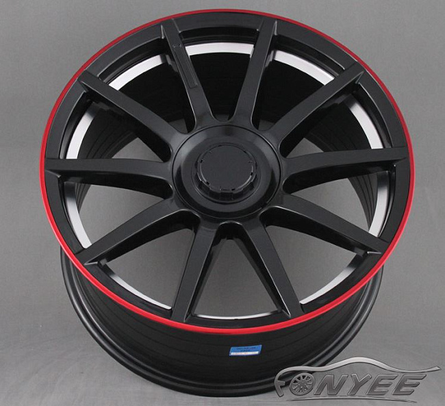 картинка Новые диски Mercedes AMG 10 Spoke R18 5x112 ET35 J9 черные + красная полоска магазин  StreetTuning 