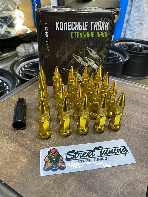 картинка Комплект гаек пики (пули) Starleks, 1/2, цвет золотой, 20 шт. магазин  StreetTuning 