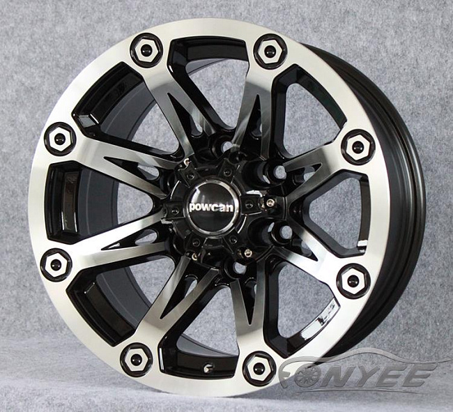 картинка Новые диски Powcan модель 12 R15 6X139,7 ET-10 J8 серебро + черный глянец магазин  StreetTuning 