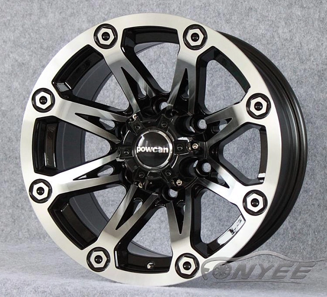 картинка Новые диски Powcan модель 12 R15 6X139,7 ET-10 J8 серебро + черный глянец магазин  StreetTuning 