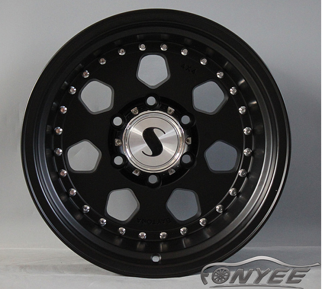 картинка Новые диски Daytona R16 6х139,7 ET-44 J10 черный мат + полированная полка магазин  StreetTuning 