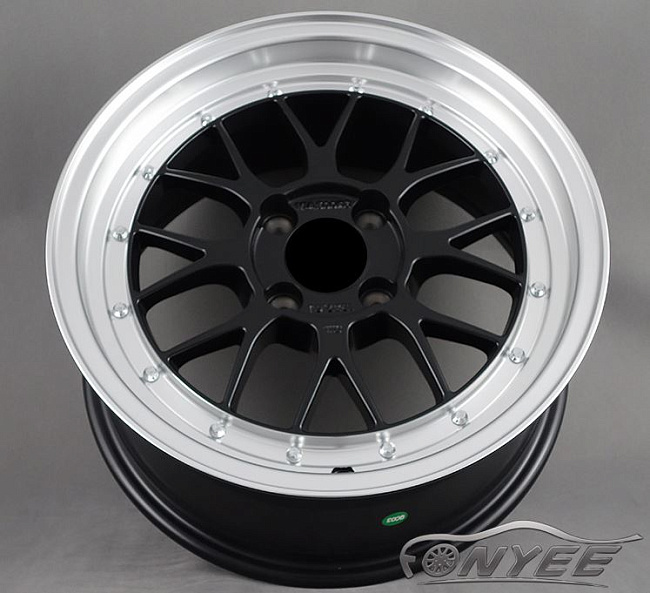 картинка Новые диски BBS LM R15 4X100 ET35 J7 черный мат + полированная полка магазин  StreetTuning 