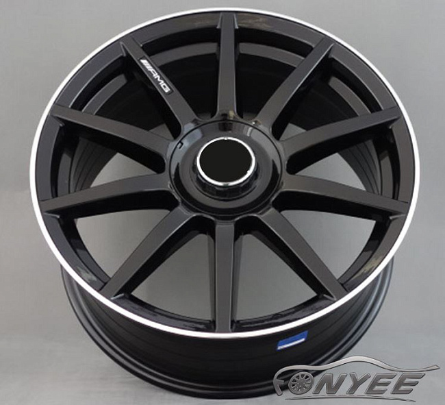 картинка Новые диски Mercedes AMG 10 Spoke R18 5x112 ET35 J8 черный глянец + серебристая полоса магазин  StreetTuning 