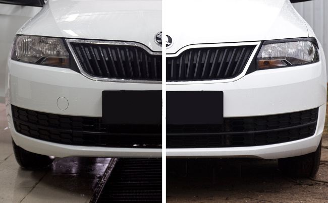 картинка Skoda Rapid 2012-2016 Накладки на передние фары (реснички) компл.-2 шт. магазин  StreetTuning 