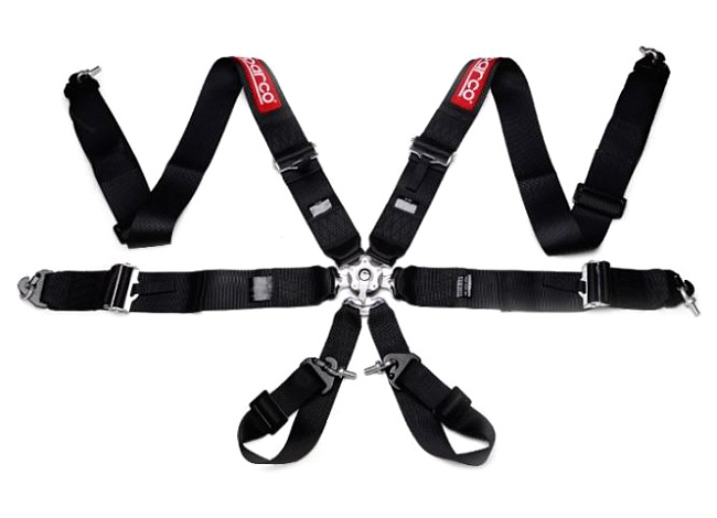 картинка 6-ти точечный ремень безопасности Sparco Style , черный магазин  StreetTuning 