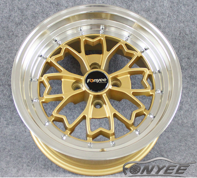 картинка Новые диски Fonyee 552 R15 4X100 ET20 J8 золото + полированная полка магазин  StreetTuning 