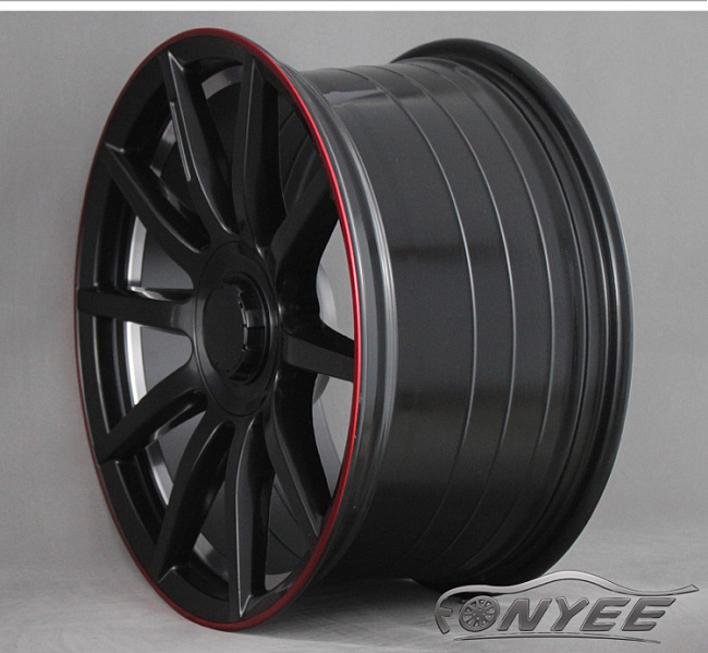 картинка Новые диски Mercedes AMG 10 Spoke R18 5x112 ET35 J9 черные + красная полоска магазин  StreetTuning 