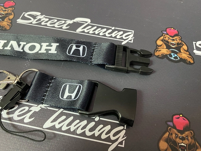 картинка Шнурок для ключей Honda "тканевый", черный магазин  StreetTuning 