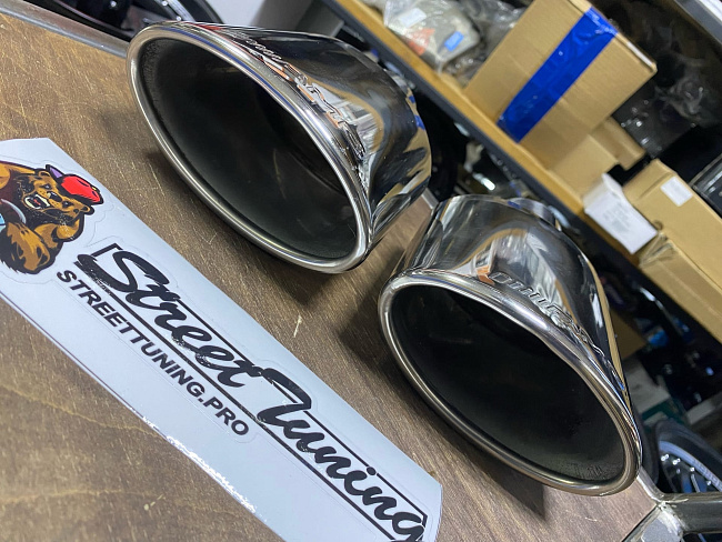 картинка Насадки на глушитель AMG овальные - 2 шт, хром магазин  StreetTuning 