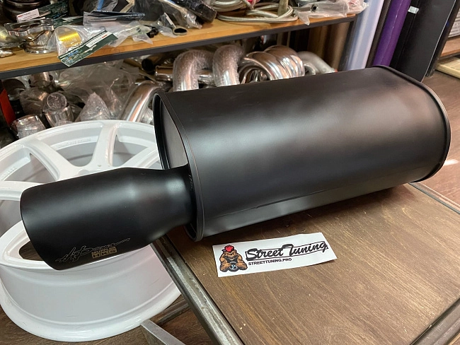 картинка Прямоточная банка HKS Style серии Jasma,D-63x89 мм овальная черная магазин  StreetTuning 