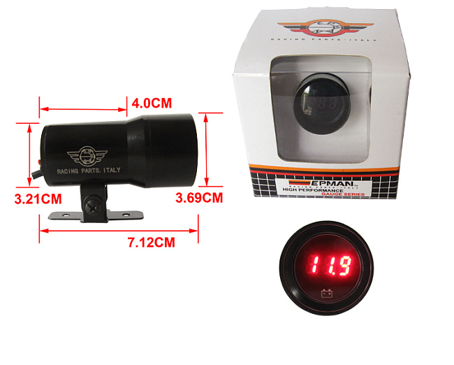 картинка Датчик вольтметр Epman 37 мм , черный магазин  StreetTuning 