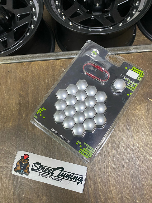 картинка Декоративные колпачки для колесных гаек и болтов под 21й ключ, серые матовые магазин  StreetTuning 