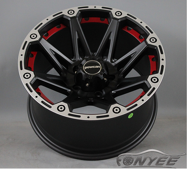 картинка Новые диски Formula R17 5x127 ET-12 J9 черный мат + красная оконтовка магазин  StreetTuning 