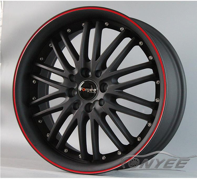 картинка Новые диски Fonyee R17 4х114,3/100 ET40 J7 черный матовый + красный магазин  StreetTuning 