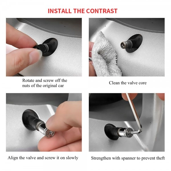 картинка Колпачки на ниппеля, под 6-гранник, цвет неохром магазин  StreetTuning 