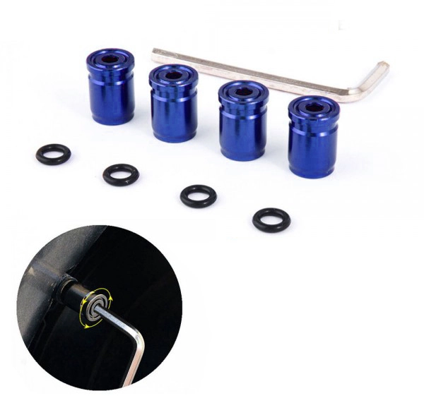 картинка Колпачки на ниппеля, под 6-гранник, цвет синий магазин  StreetTuning 