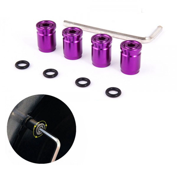 картинка Колпачки на ниппеля, под 6-гранник, цвет фиолетовый магазин  StreetTuning 