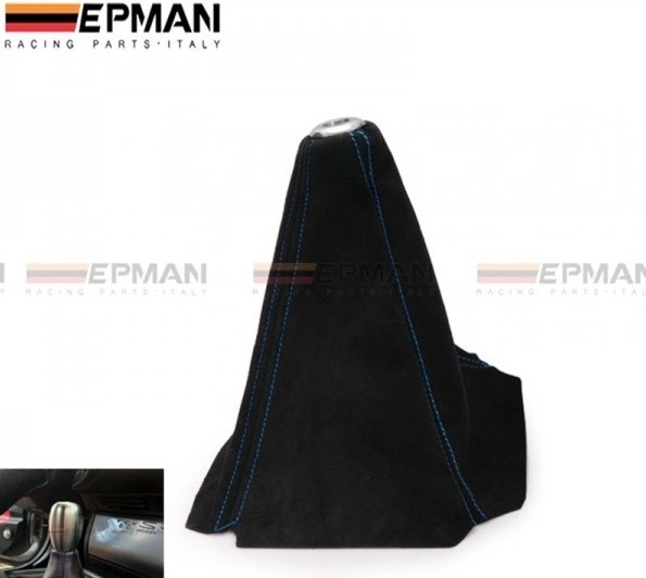 картинка Универсальный чехол кпп искусственная замша, синяя строчка магазин  StreetTuning 