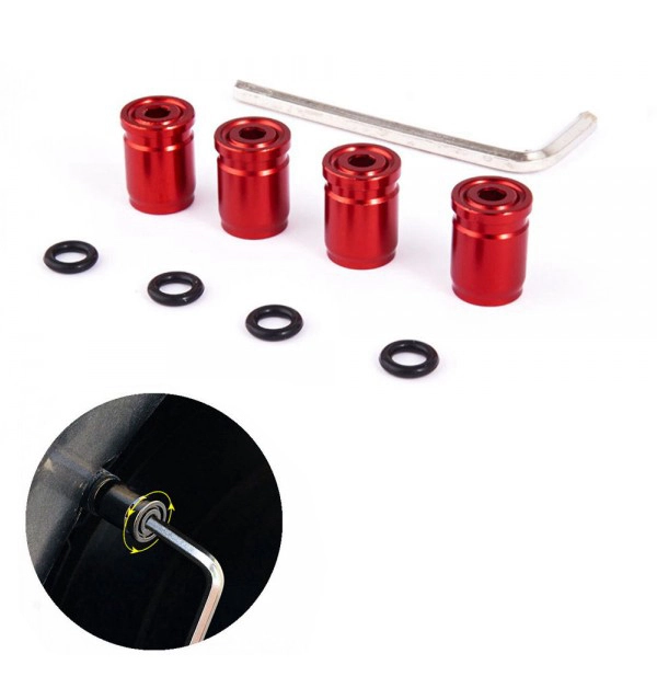 картинка Колпачки на ниппеля, под 6-гранник, цвет красный магазин  StreetTuning 